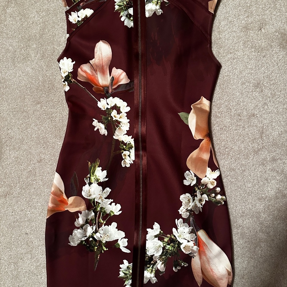 Ted Baker Burgundy Floral Mini Dress